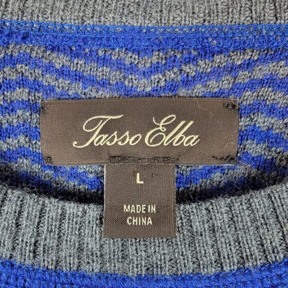 TASSO ELBA Cobalt Blue Merino Wool Blend Crewneck Sweater - Size L - Picture 5 of 7